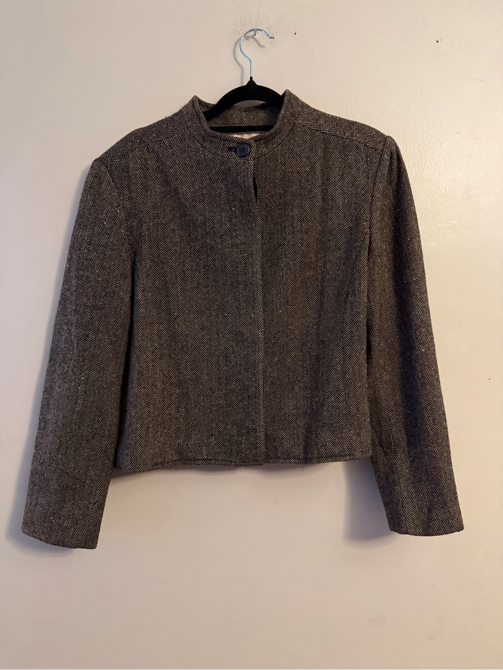 Vintage Pendleton Cropped Herringbone Blazer in Gray